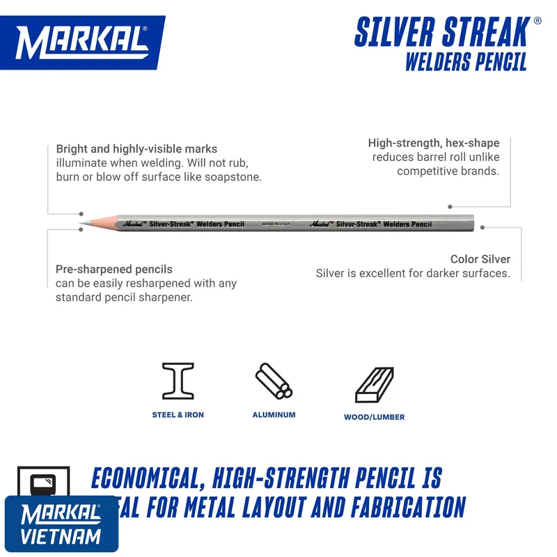 Silver-Streak Markal bút chì bạc đánh dấu mối hàn kim loại