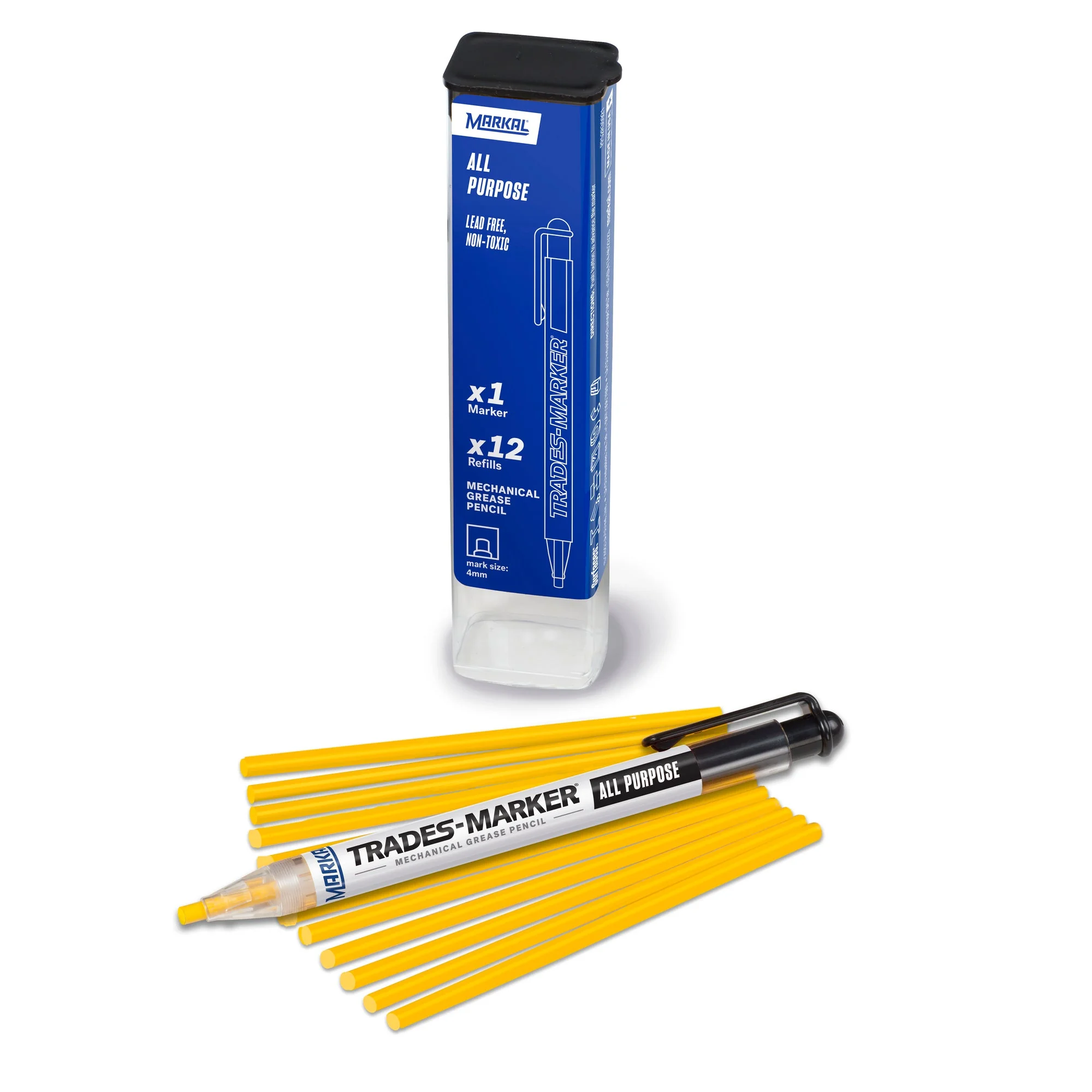 Bút đánh dấu đa dụng Trades-Marker All Purpose, Yellow, Starter (1 Holder+12 Refills)
