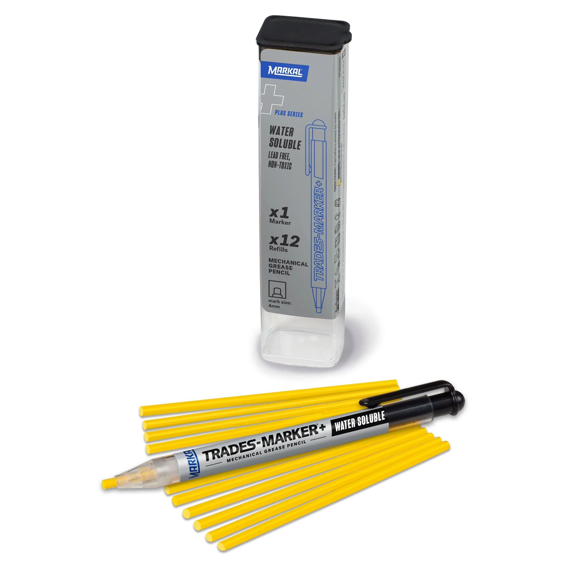 Bút đánh dấu đa dụng Trades-Marker+ Water Soluble, Yellow, Starter (1 Holder+12 Refills)