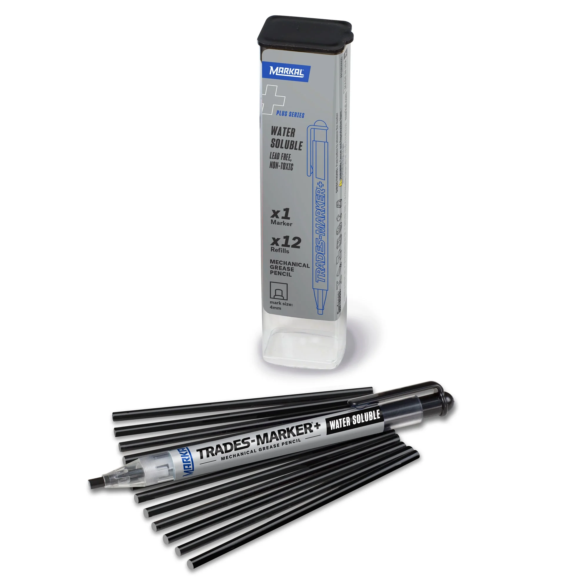 Bút đánh dấu đa dụng Trades-Marker+ Water Soluble, Black, Starter (1 Holder+12 Refills)