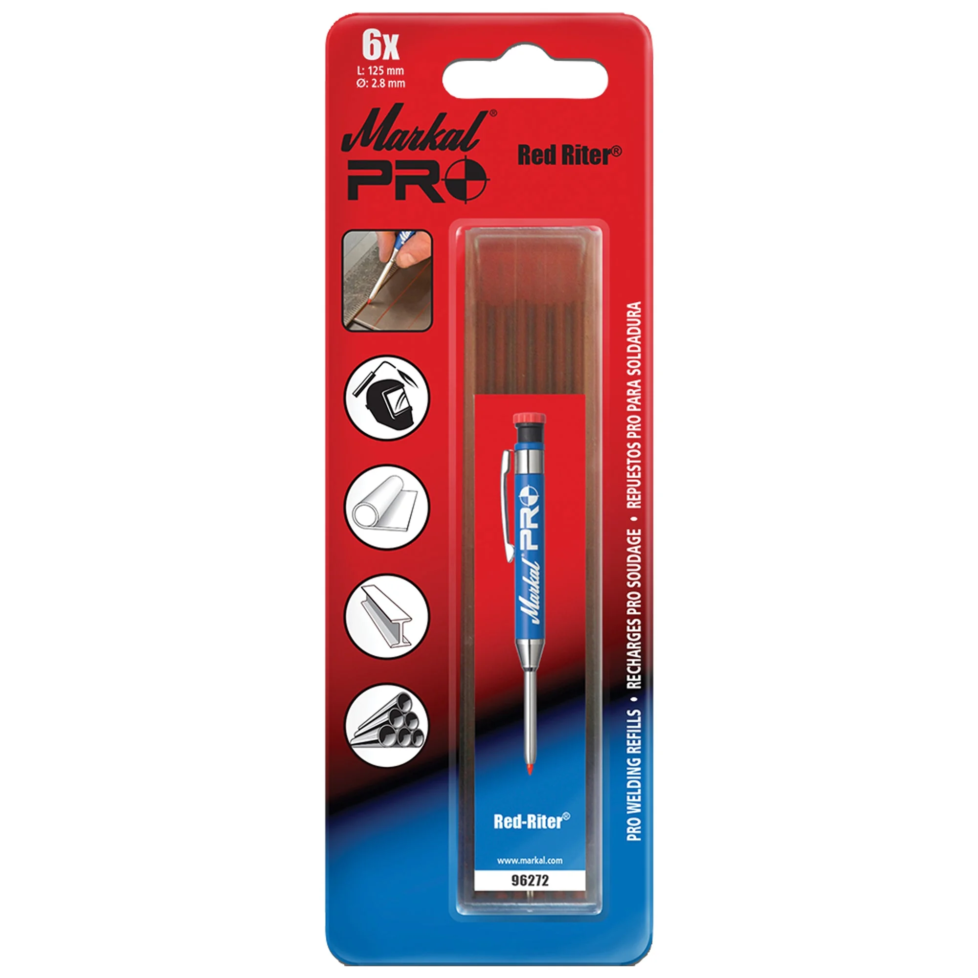 Markal PRO Welding Refills Bút đánh dấu công nghiệp - Màu Bạc, Đỏ mã 096272 - Markal chính hãng