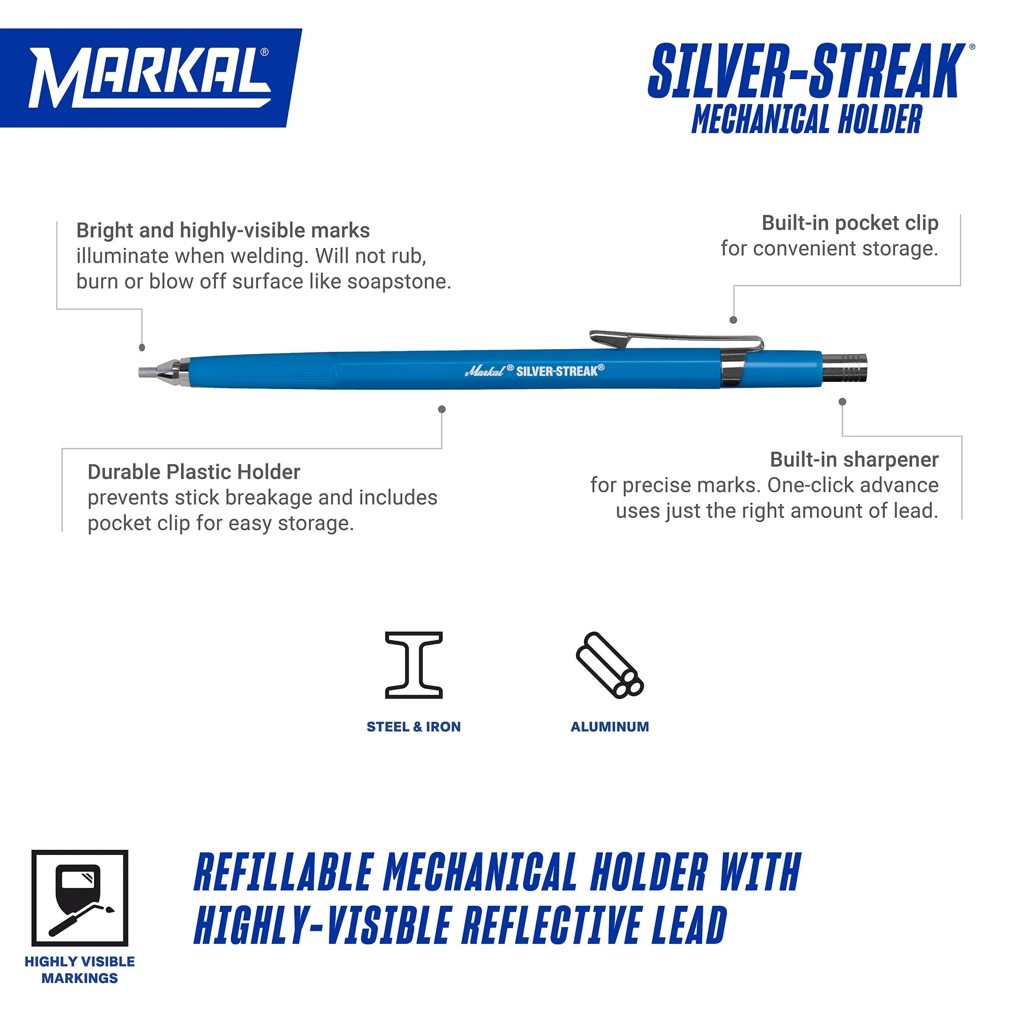 Weld-Riter® Refillable Welders Pencil with 1 Silver-Streak® Reflective Lead mã 096006 ảnh 5