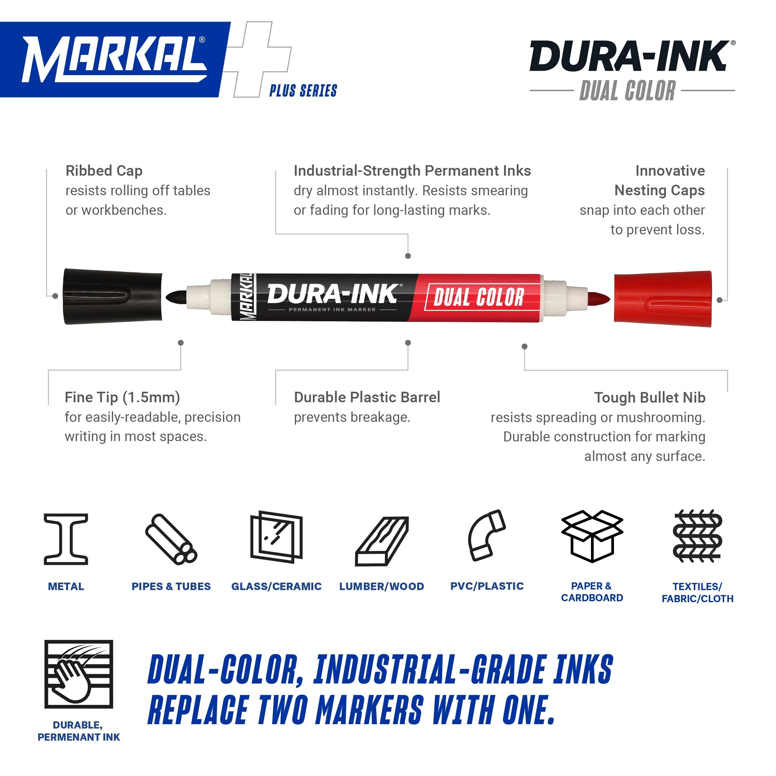 DURA-INK Dual Color Permanent Ink Marker mã 096330 ảnh 6