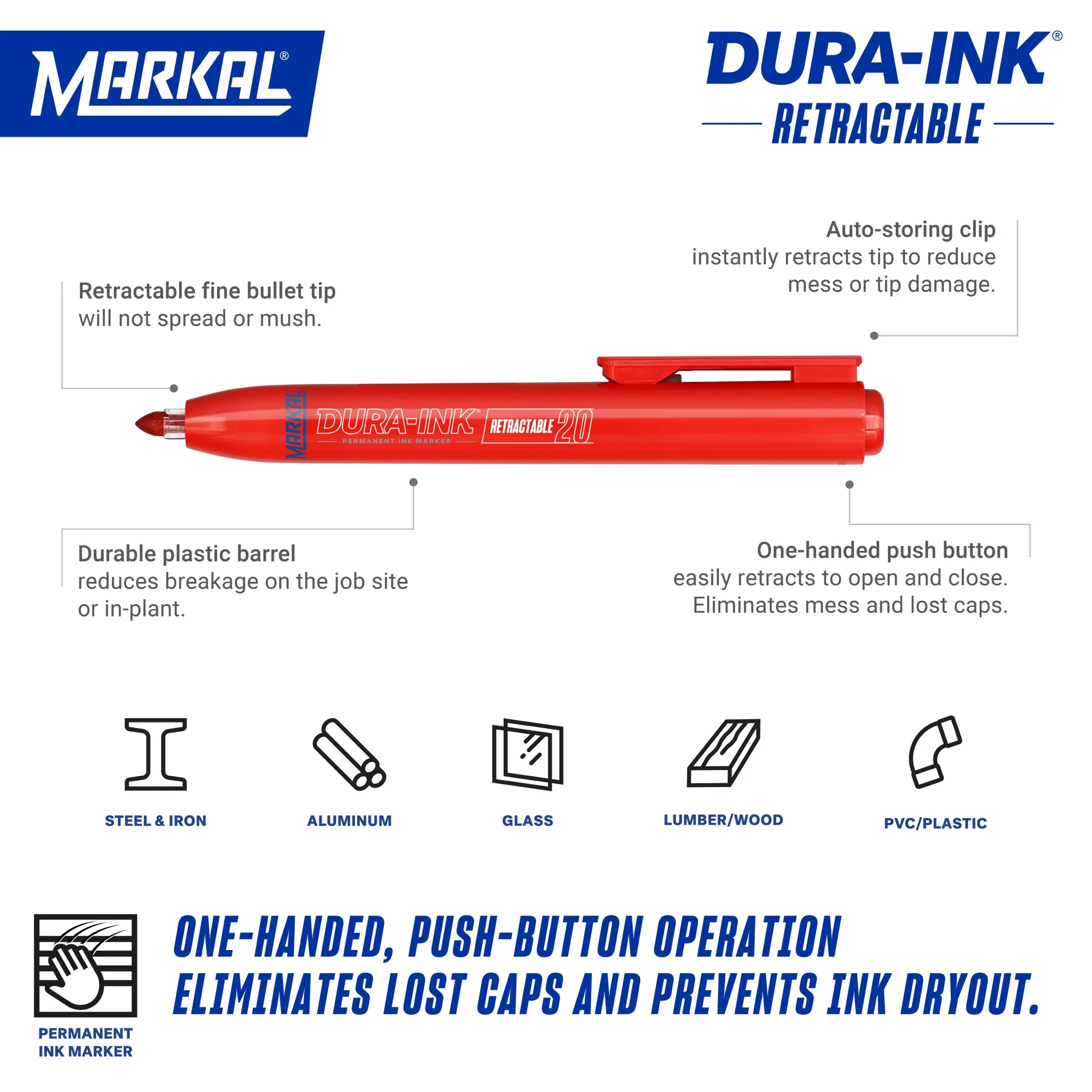 DURA-INK Retractable Permanent Ink Marker mã 096576 ảnh 2