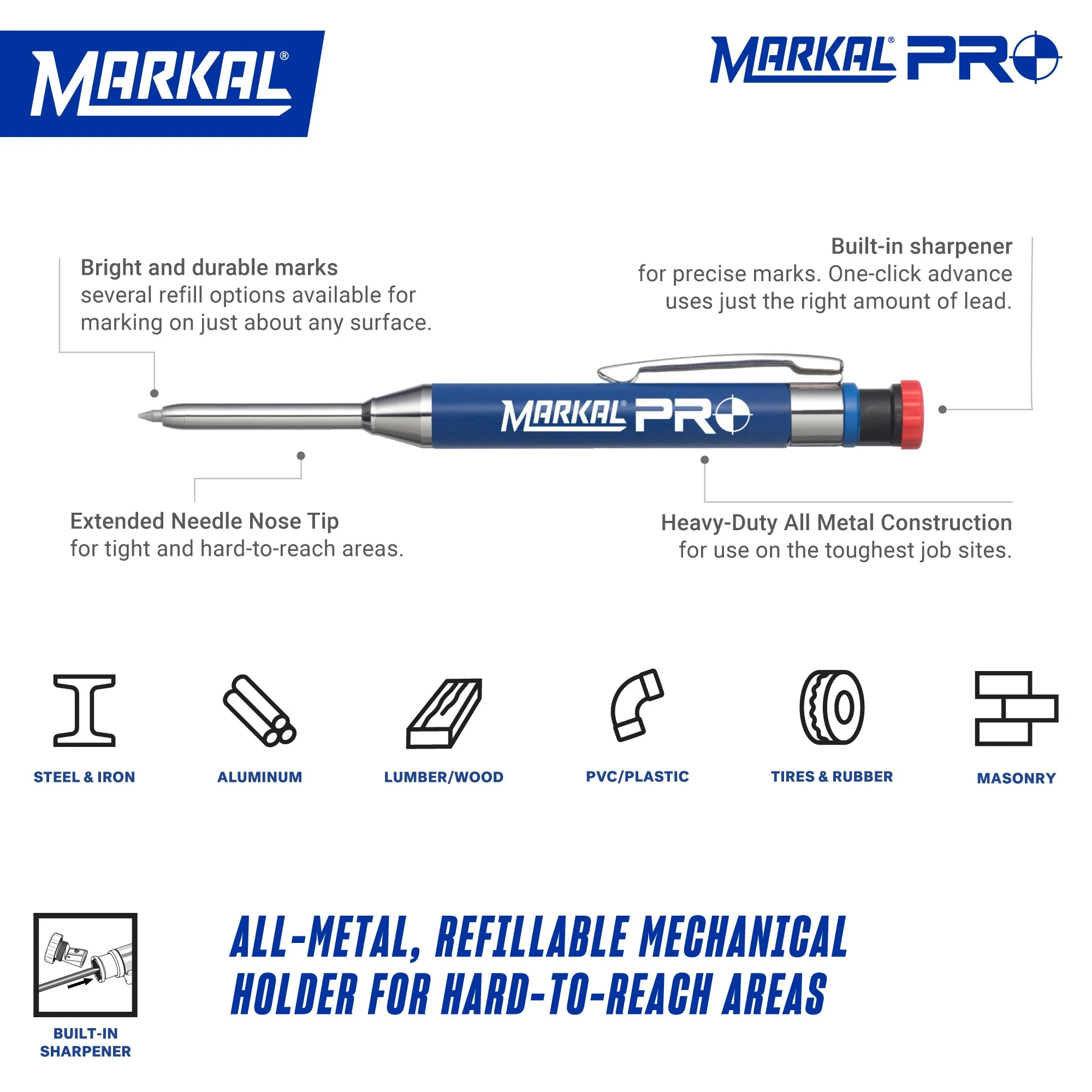 Markal PRO -Mechanical Holder with 1 Graphite Core mã 096270 ảnh 3